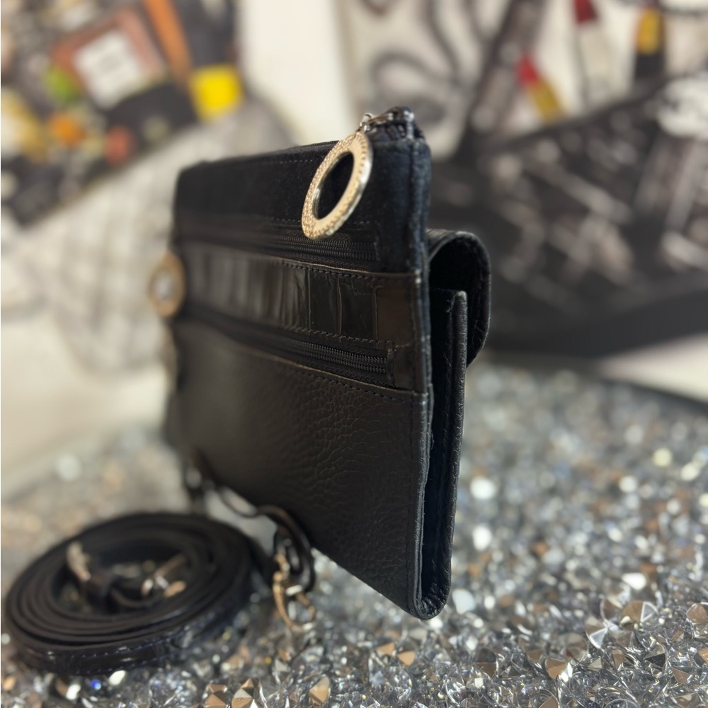 BRIGHTON Crocodile Embossed crossbody Credit card holder EUC - Picture 8 of 14